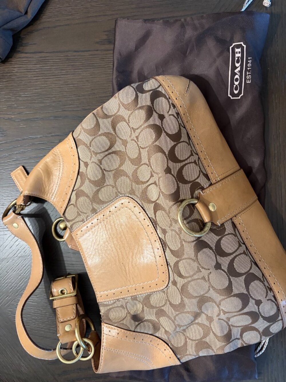 Coach Shoulder Bag with Tan Leather, Dustbag Included - Picture 5 of 5